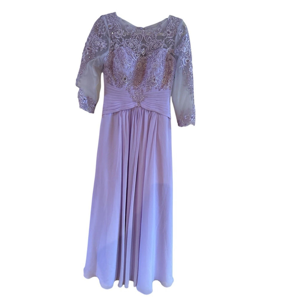 JJ's House Lilac  Size 6 Mother Of The Bride Dress Bodice Beading Lace‎ Sleeves